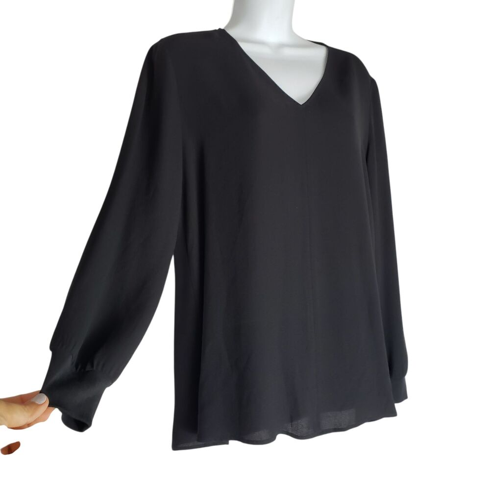 Eileen Fisher Silk Georgette Crepe Dolman Sleeve Top Womens XS Black Damaged - Picture 9 of 12